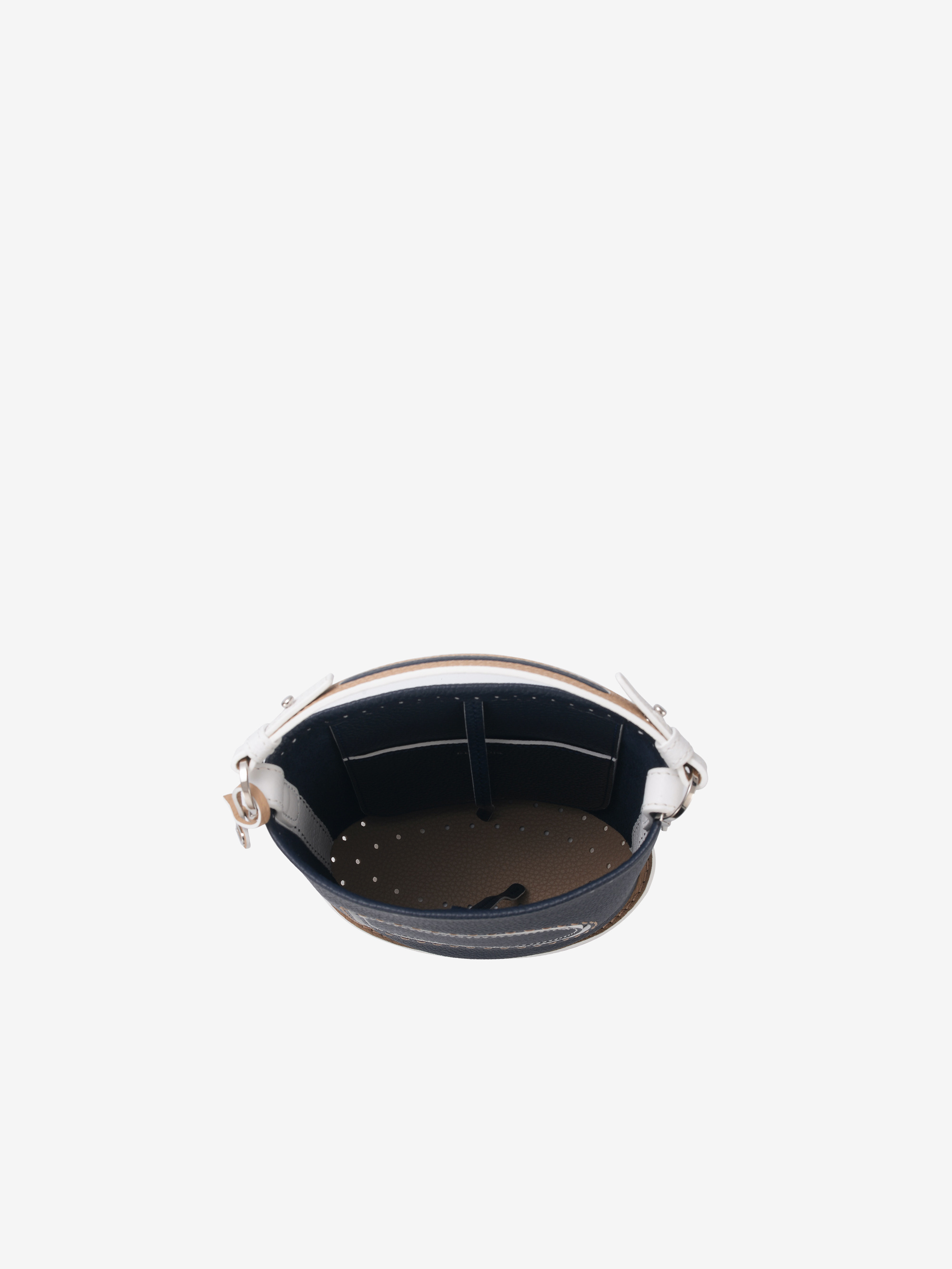 Pin Mini Bucket Taurillon Soft Surpiqué Navy Sand Delvaux